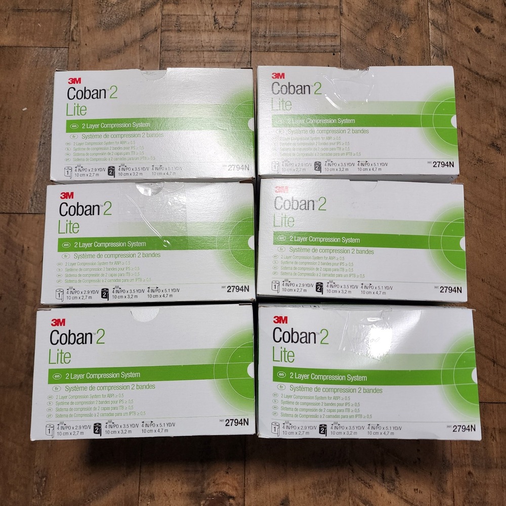 Lot of 6 3M Coban 2 Lite 2 Layer Compression System 2794N 4in x 5.1yd Exp 2027